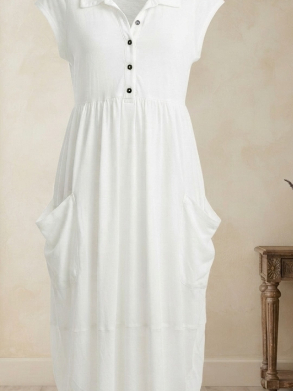 Free People Cream Henley Maxi Dress - Picture 2 of 5